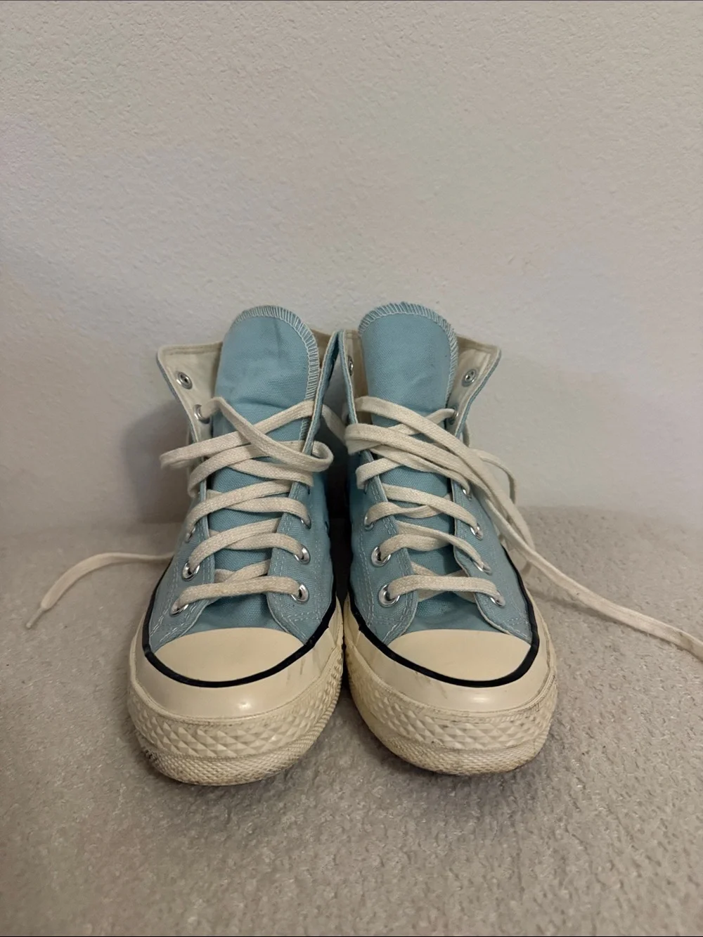 Converse High-Top Sneakers in Light Blue and Cream